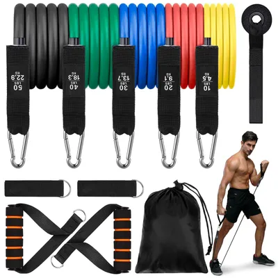 Zdjęcie produktu dla Opaski fitness, gumy oporowe, zestaw 5 gum oporowych do treningu siłowego