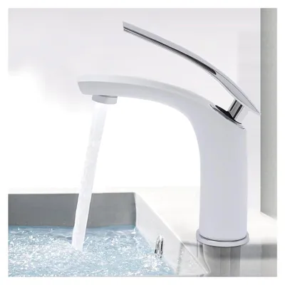 Produktbild von Küchenwasserhahn Chrom Einhebelmischer Weiß Waschbeckenarmatur Nostalgie für Badezimmer
