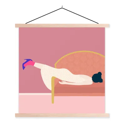 Produktbild von MuchoWow® Textilposter Vintage - Frauen - Pastell 60x60 cm mit holzfarbenen Rahmen - Wanddekoration