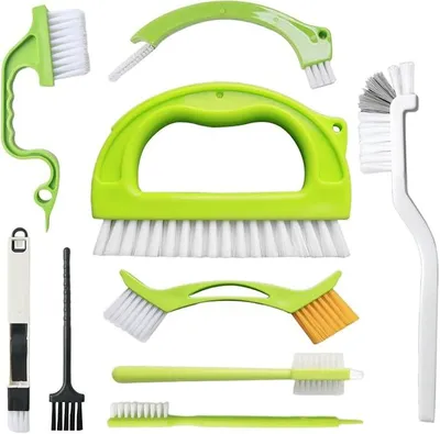 Produktbild von PolkaHome® 9-teiliges Reinigungsborsten-Set, Fugenreiniger, Spaltbürste, Schrubbbürste für Küche, Bad & Fliesen