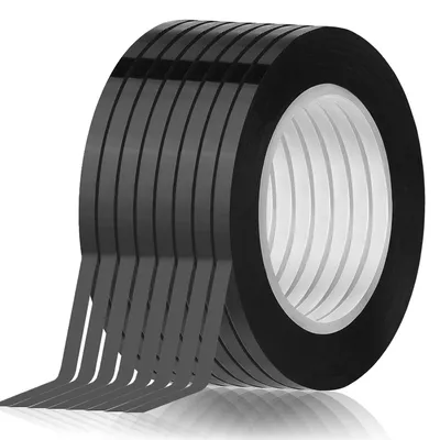 Image de TRANKIELO® - Lot de 8 rubans adhésifs décoratifs - couleur noire, largeur 3 mm - adaptés aux tableaux blancs et à une utilisation créative
