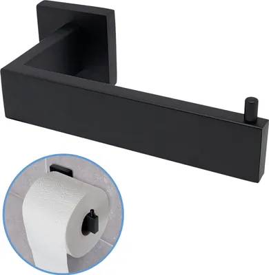 Produktbild von Sanics Seal WC-Rollenhalter Schwarz Inklusive Montageset - Toilettenpapierhalter Edelstahl - WC-Papierhalter - Klopapierhalter