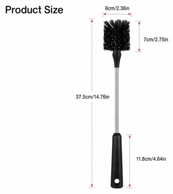 Image de Brosse à bouteilles de 37,5 cm avec manche en acier inoxydable et poils en nylon