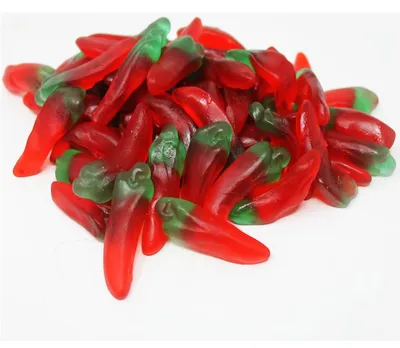 Image de Gomme de fruit Hot Chili Peppers gousses fruitées sucrées taille L 300g