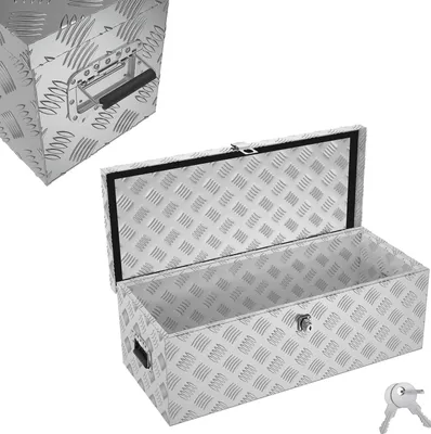 Obrázek produktu pro LARS360 Silver 60L Hliníková bedna na nářadí Hliníková přepravní bedna Box pro nákladní automobily Box pro přívěsy Úložný box Box do kufru auta Úložný box Přepravní box Kovová bedna