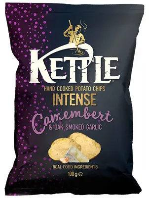 Produktbild von Kettle Chips Intense Camembert & Oak Smoked Garlic 100g
