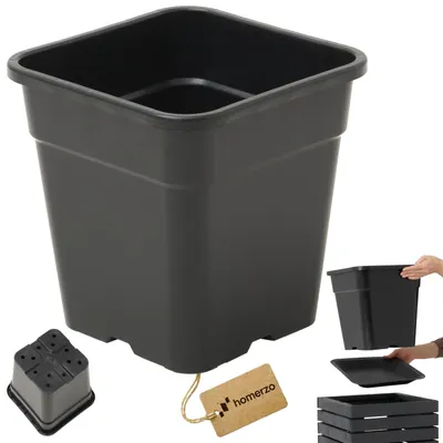 Produktbild von Quadratischer Pflanztopf 18L Schwarz - Professioneller Anzuchttopf mit Bodenlöchern - Kunststoff Pflanzcontainer 30x30 cm (ohne Untersetzer)