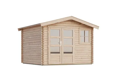 Produktbild von Gartenhaus Holz 38mm Blockbohlenhaus Gerätehaus Geräteschuppen Felsenau 3 naturbelassen 297x297x239 cm