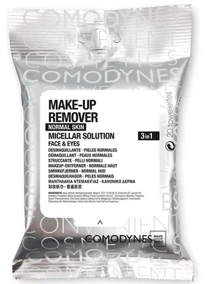 Imagen del producto de Toallitas desmaquillantes Comodynes, solución micelar desmaquillante (20 unidades)