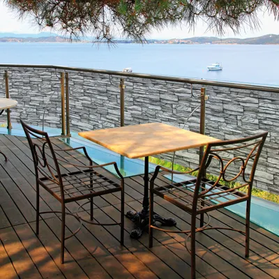 Produktbild von Deco4Me Balkon Sichtschutz ohne Bohren mit Ösen – Balkonbespannung wetterfest & UV-beständig – 90 x 500 cm, Schwarz