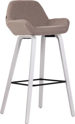 Produktbild von Barhocker HLO-CP73 Stoff 4-Fuß Gestell weiß (eiche)  taupe
