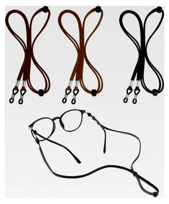 Produktbild von 3er Set Brillenbänder aus Leder, Universelle Brillenkette, Einstellbare Brille Cord für Damen und Herren