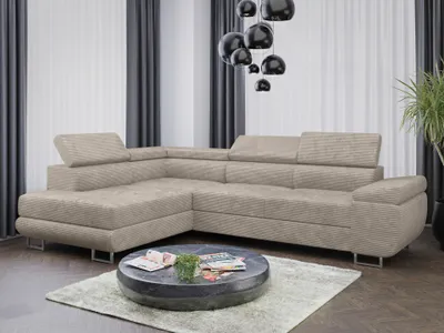 Produktbild von Sofa Couchgarnitur Sofagarnitur ALMA L im Cord Stoff mit Schlaffunktion und Bettkasten Wohnlandschaft Couch Polsterecke Eckcouch Polstergarnitur