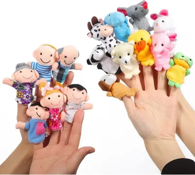 Produktbild von Fingerpuppen, 16 Stück Tiere, Plüsch-Handpuppe für Babygeschichtenzeit, pädagogisches Geschichtenerzähl-Requisiten für Kinder