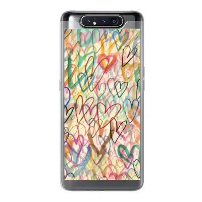 Produktbild von MuchoWow® Handyhülle Schutzhülle Hülle für Samsung Galaxy A80 Eine Illustration mit Herzen im Hintergrund Silikon Softcase Handy Hülle - Schutzdeckel