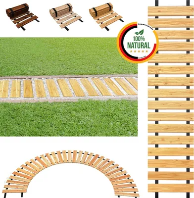 Produktbild von Floranica Gartenweg aus 100% Holz, 30 cm x 6 m, Natur, Rollbarer Gehweg mit rutschfester Oberfläche