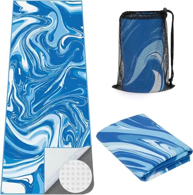 Produktbild von Yoga Matte Handtuch, rutschfest, 188 × 66 cm, mit Ecktaschen, für Yoga und Pilates