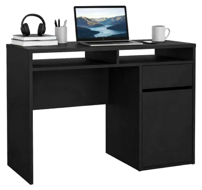 Produktbild von Schreibtisch Abbadu, Mehrzweckschreibtisch, Bürotisch für PC, Eckschreibtisch, 110x48 h77 cm, Schwarz