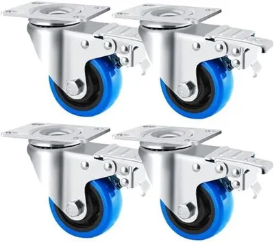 Produktbild von 4er Set Schwerlast-Lenkrollen 100 mm mit Bremse und 520 kg Tragfähigkeit