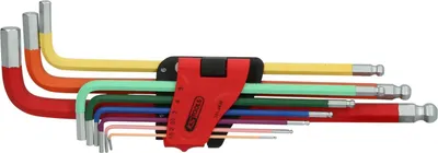 Produktbild von KS TOOLS Kugelkopf-Innensechskant-Winkelstiftschlüssel-Satz extra lang 9tlg. - 151.4420