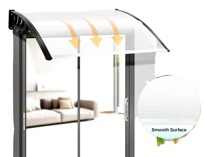 Imagen del producto de Cubierta para puerta, fabricada en policarbonato, 90 x 150 cm, 5 mm de grosor, resistente a la intemperie, diseño moderno