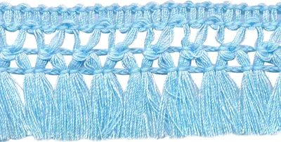 1m Fransenborte 32mm hellblau