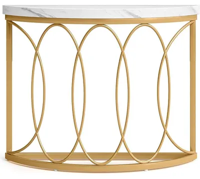 Obrázek produktu pro Konzolový stolek HOGA-NY080, 35 x 110 x 80 cm, bílo/zlatý
