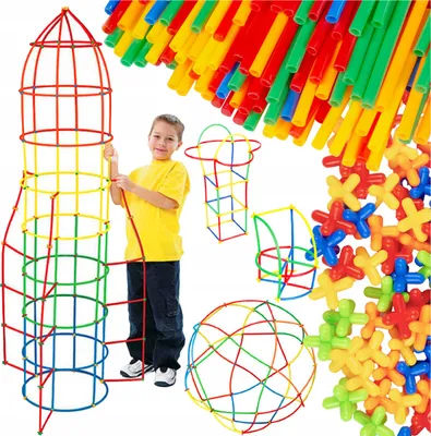 Produktbild von Konstruktionsspielzeug Set – 3D Strohhalme und Röhrchen – 800 Teile – Kreatives Bauset für Kinder