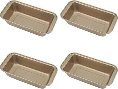 Productafbeelding van 4 rechthoekige broodbakvormen van koolstofstaal, anti-aanbaklaag, broodvorm voor het bakken van cakes
