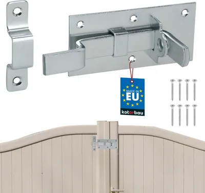 Produktbild von KOTARBAU® Universeller Schlossriegel aus Stahl Riegelschloss 60 x 130 mm gebogen Riegel für Türen und Toren Gartentorriegel Bolzenriegel Gartentorfalle Türriegel Schieberiegel abschließbar Wetterfest