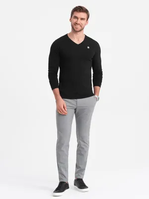Imagen del producto de Ombre Clothing: Camiseta de manga larga para hombre, color negro, talla M