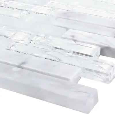 Produktbild von Glas Marmor Mosaikfliesen Weiß Malawi Bruchglas Verbund