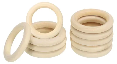 Holzringe 50 mm, 10 Stück, unbehandelt, massiv, für DIY-Bastelarbeiten