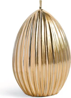 Produktbild von Craped Egg Kerze Klein 6.5X8Cm Gold