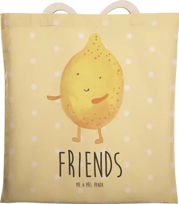 Produktbild von Mr. & Mrs. Panda Tote Bag Beste Freunde Zitrone - Gelb Pastell - Geschenk, Beutel Tasche, taschen shopper, Einkaufstasche, Fehlende Keywords, Lustige Sprüche, shopping