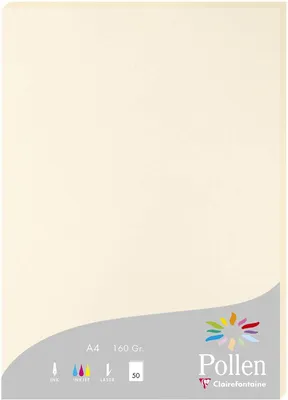 Produktbild von Clairefontaine Pollen Papier Elfenbein 160g/m² DIN-A4 50 Blatt