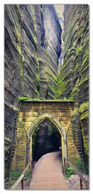 Produktbild von Türtapete Türposter Felsspalt mit Torbogen - Größe: 93 x 205 cm