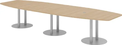 Produktbild von bümö Konferenztisch groß KT40 - Nachbildung: Eiche, tischfuss: Säule in Silber