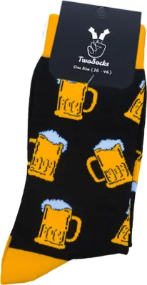 Produktbild von TwoSocks lustige Socken - Bier Socken schwarz, Motivsocken für Damen & Herren  Baumwolle Einheitsgröße
