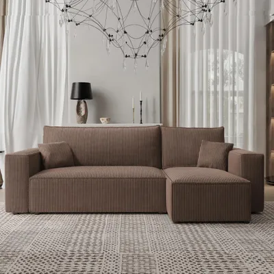 Produktbild von Ecksofa Mulri L Poso 06 Schokoladenbraun Cord Schlaffunktion Universell Bettkasten
