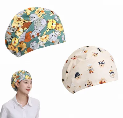 2er-Pack Chirurgische Mützen, verstellbar, Unisex, Baumwolle