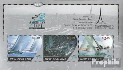 Produktbild von Briefmarken Neuseeland 2002 Mi Block141I (kompl.Ausg.) postfrisch Segeln, Melbourne