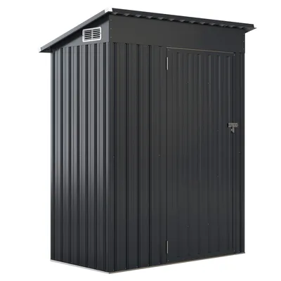 Produktbild von COSTWAY Szopa ogrodowa 1,05 m³ 150x90,5x185 cm metalowa, szopa narzędziowa z dachem jednospadowym i drzwiami, zamykana szopa narzędziowa, szopa ogrodowa na zewnątrz ciemnoszara