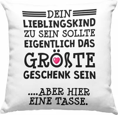 Produktbild von Trendation - Mama Geschenk Muttertagsgeschenk Deko-Kissen mit Füllung 40x40 von Sohn Tochter Lieblingskind Deko-Kissen mit Füllung 40x40 mit Spruch (Grau)