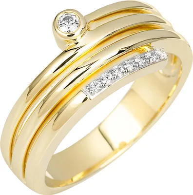 Produktbild von Gr. 56 Damen Ring 585 Gold Gelbgold 8 Diamanten Brillanten Goldring