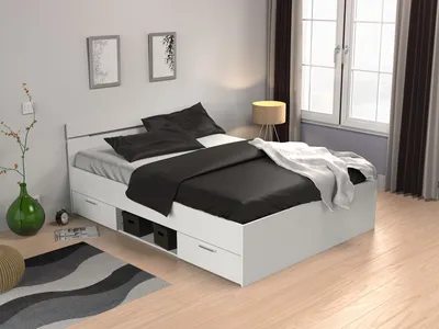 Produktbild von Kompaktbett Doppelbett Bettgestell Bett Bettrahmen Funktionsbett "Lorenzo I" Perle Weiß