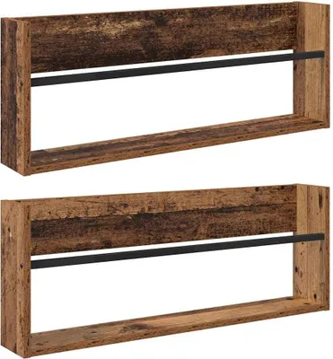 Image de Étagère à magazines 2 pcs Bois ancien 80 x 12 x 30 cm