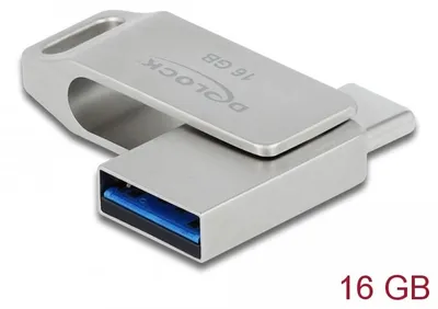 Obrázok produktu pre DeLOCK 54073, 16 GB, USB Type-A / USB Type-C, 3.2 Gen 1 (3.1 Gen 1), 117 MB/s, Kĺb, Strieborná