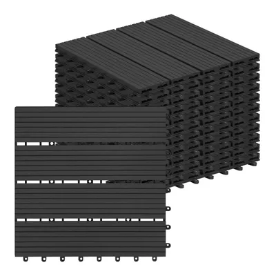 Produktbild von Eugad Terrassenfliesen Anthrazit 30x30 cm Klicksystem WPC 11 Stücke