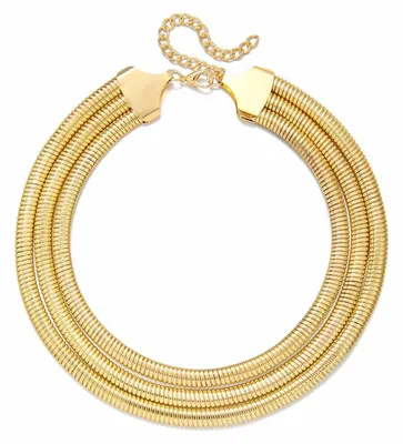 Zdjęcie produktu dla Złoty naszyjnik choker, wykonany ze stali tytanowej, z motywem kości węża, dla kobiet